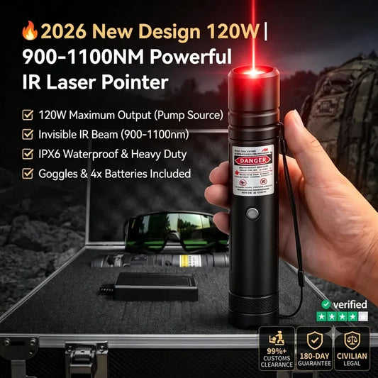 🔥2026 New Design 120W 900-1100NM Powerful IR Laser Pointer